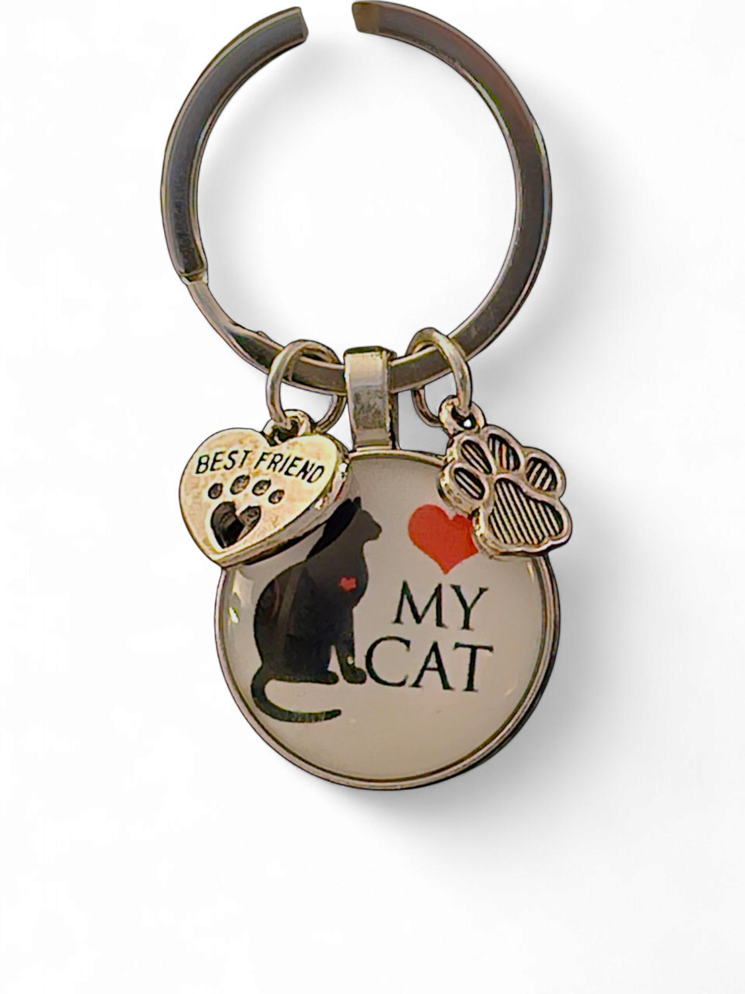 Kattenliefhebbers sleutelhangers wit