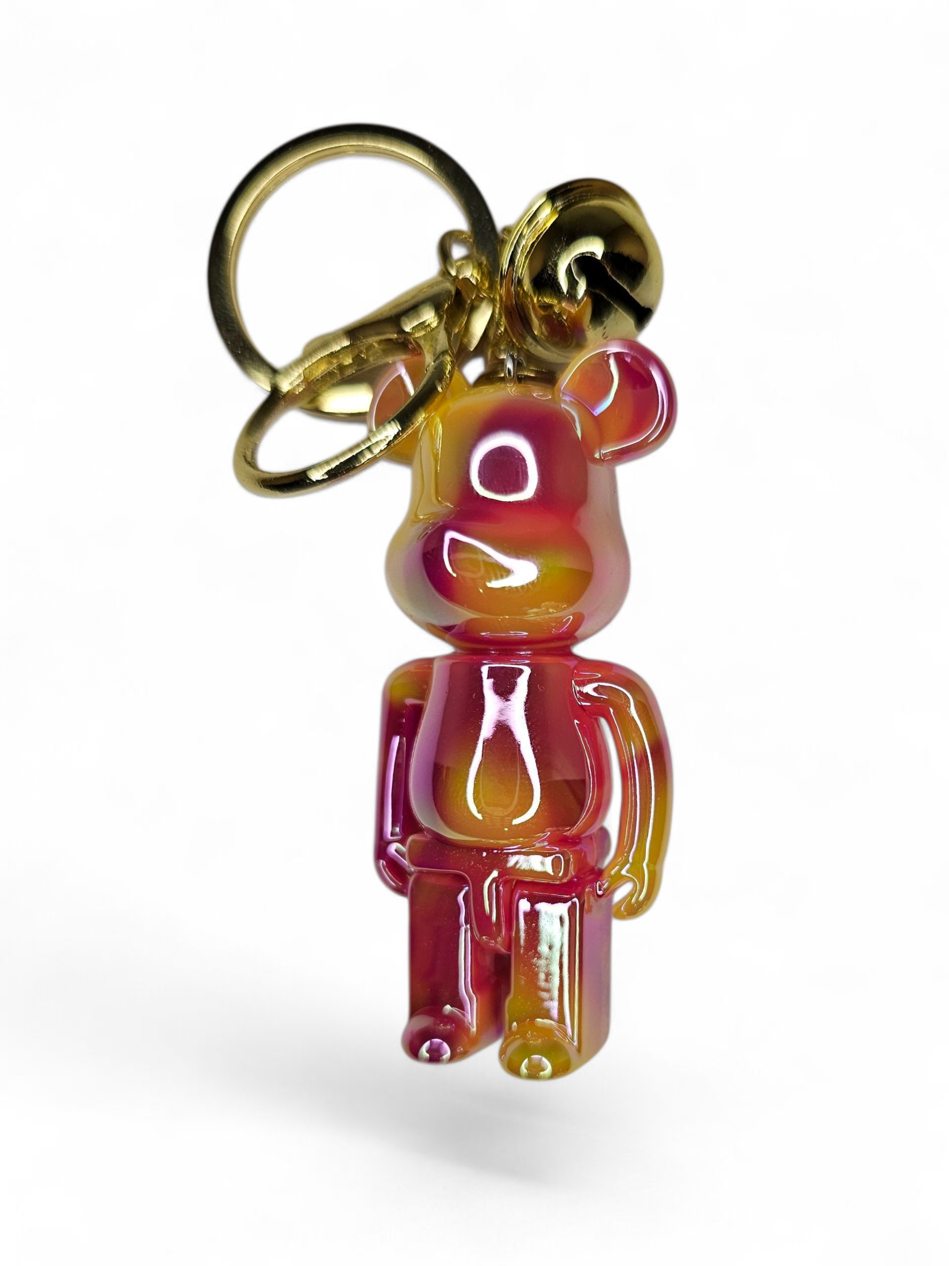 Beer staand roze sleutelhanger
