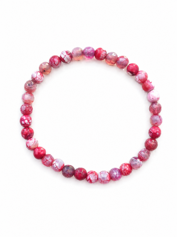 Bracelet Agate rouge craquelée et facettée
