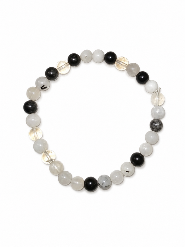 Bracelet Cristal de roche (quartz) tourmaliné