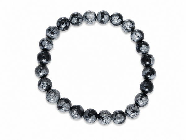 Bracelet Obsdienne flocon de neige