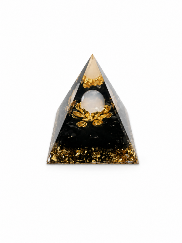 Pyramide Agate blanche et Obsidienne noire