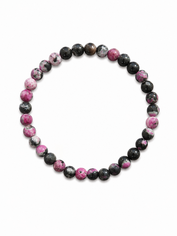 Bracelet Agate de feu rose et noire