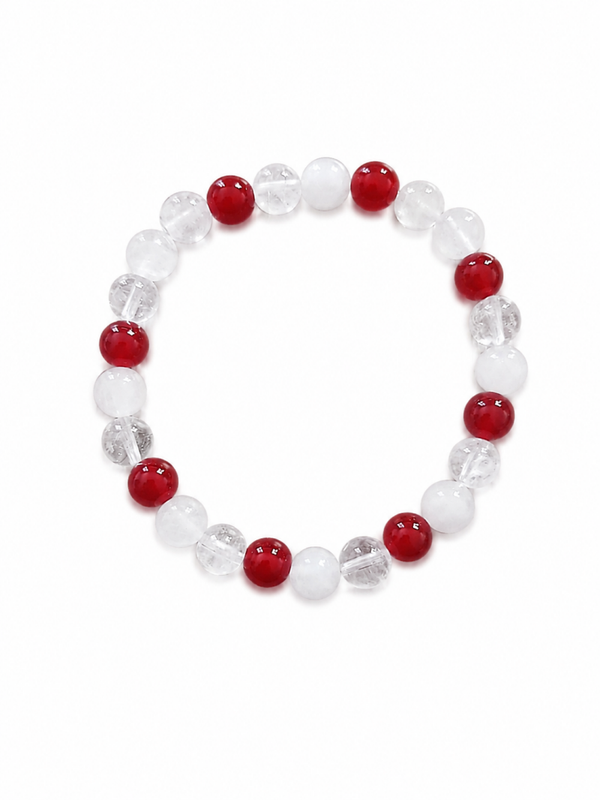 Bracelet Cornaline, Jade blanc et Cristal de roche