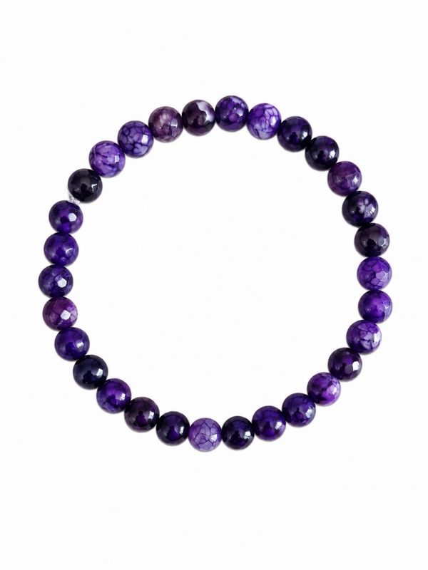 Bracelet Agate facettée et craquelée violette