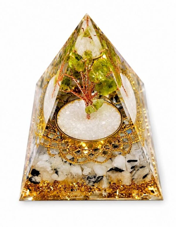 Pyramide Péridot et Pierre de lune
