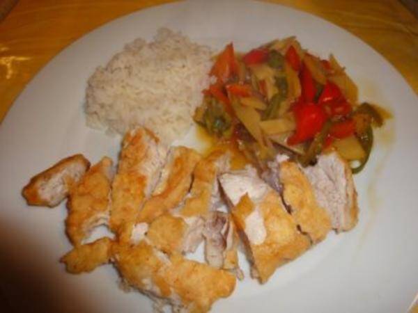 39 Gebratener Reis mit Panierter Huhnerbrust