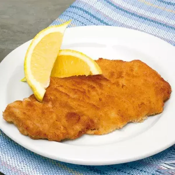 88 Panierte Huehnerbruststreifen mit Salat