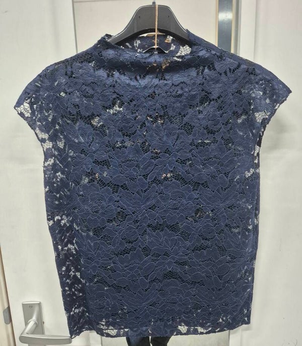 Kantentop mouwloos blauw