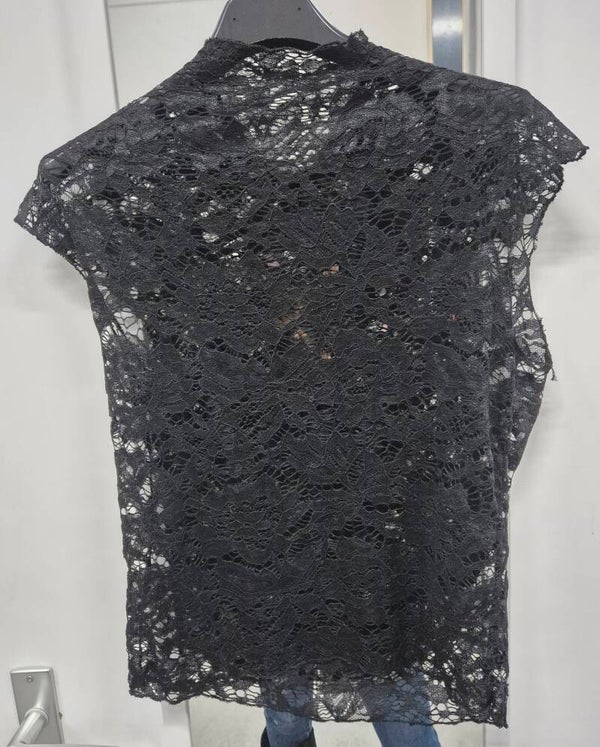 Kantentop mouwloos zwart