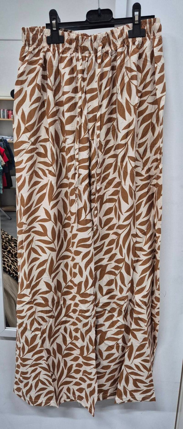 Broek bladeren camel