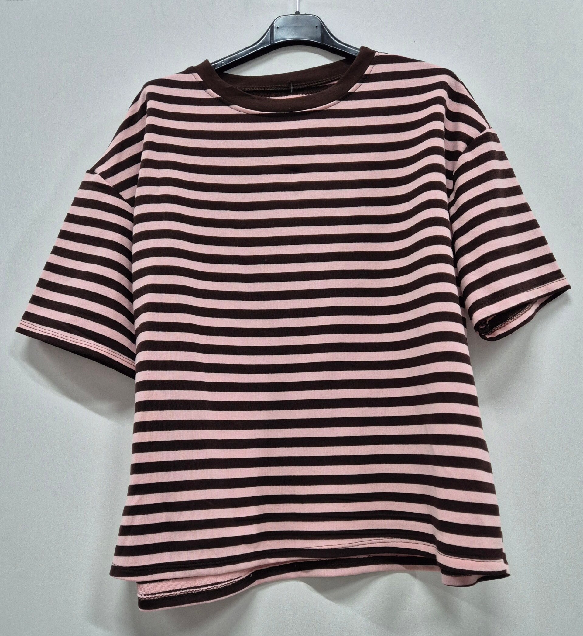 T-shirt streep roze/bruin (36-42)