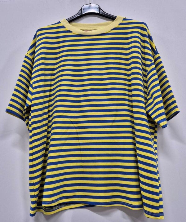 T-shirt streep geel/kobalt (36-42)