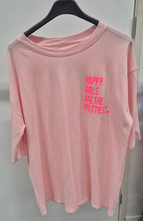 T-shirt happy girls roze (36-44)