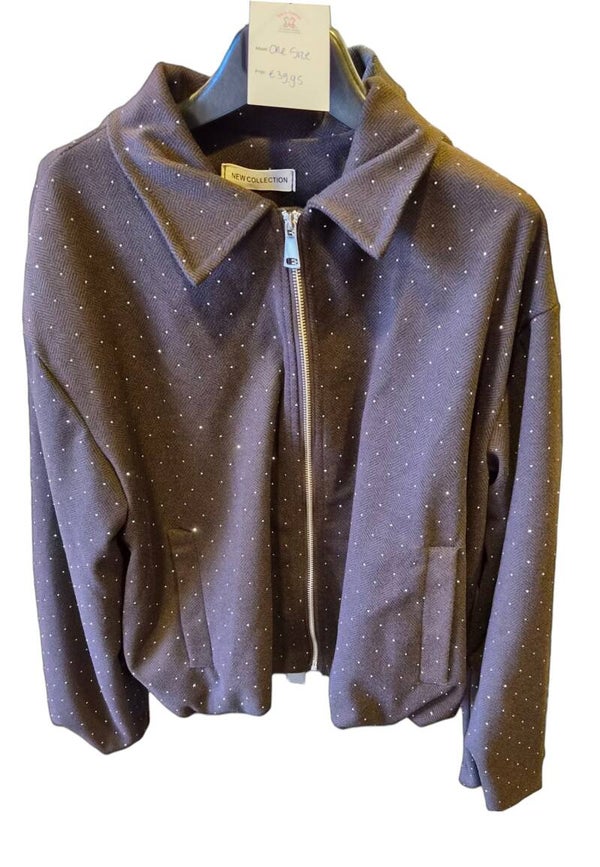 Bomberjack met glitters bruin (36-42)