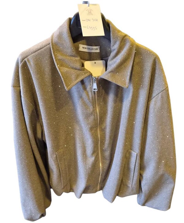 Bomberjack met glitters taupe (36-42)