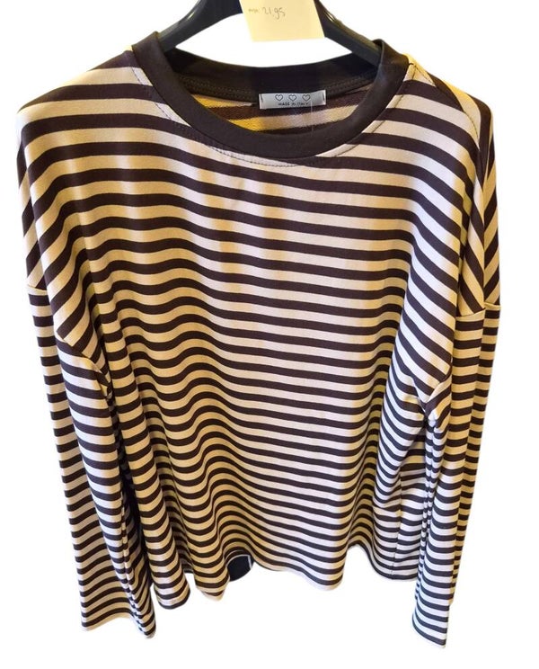 Longsleeve streep beige/bruin (36-42)