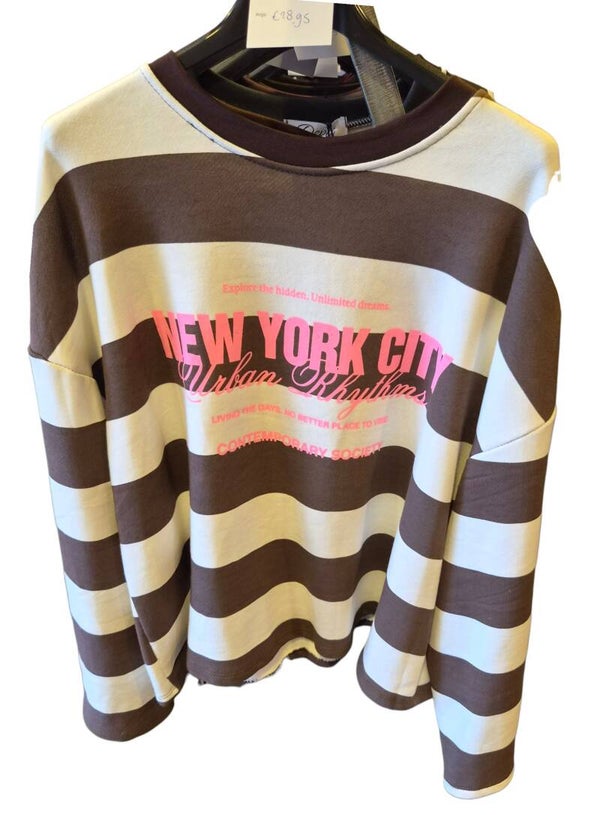 Trui New York bruin/wit (36-42)