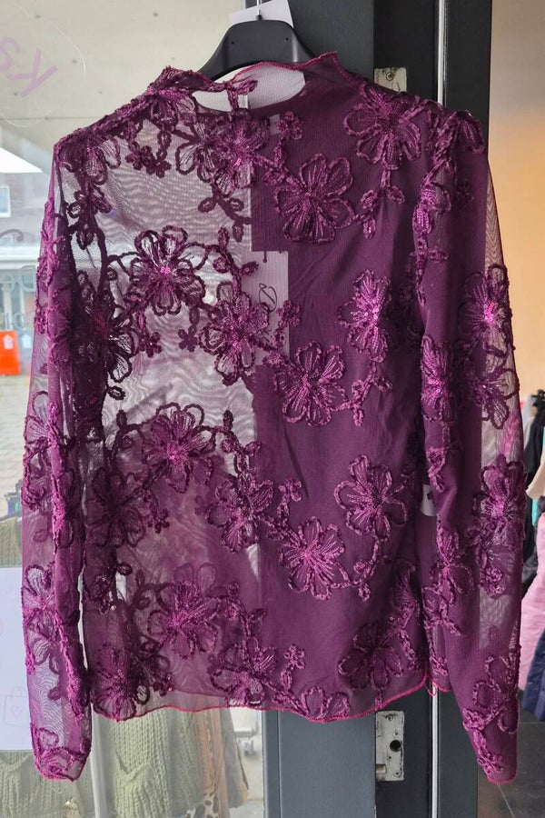 Top bloem bordeaux (36-42)