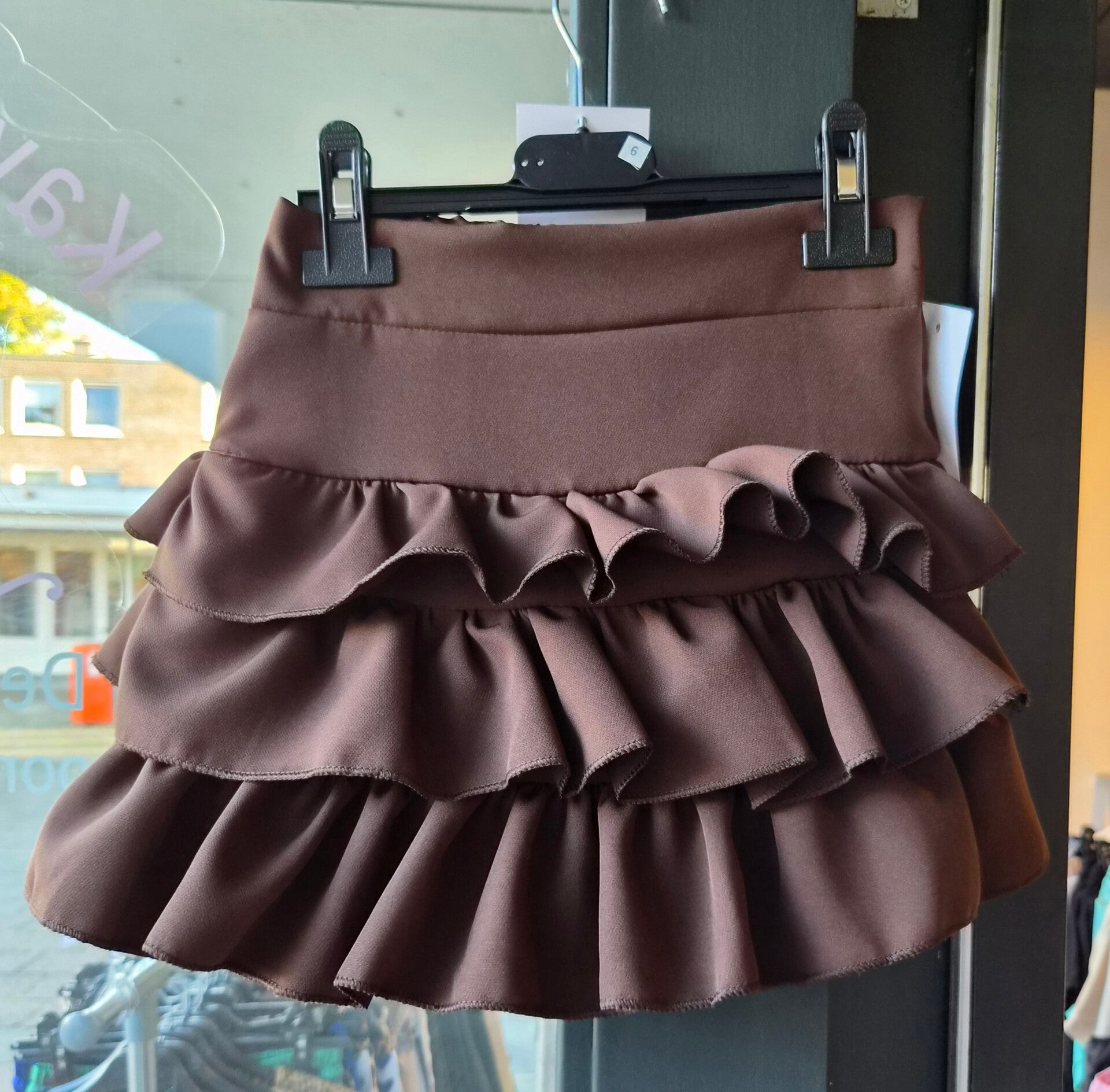 Rokje ruffle bruin