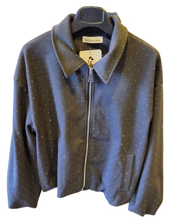 Bomberjack met glitters grijs (36-42)