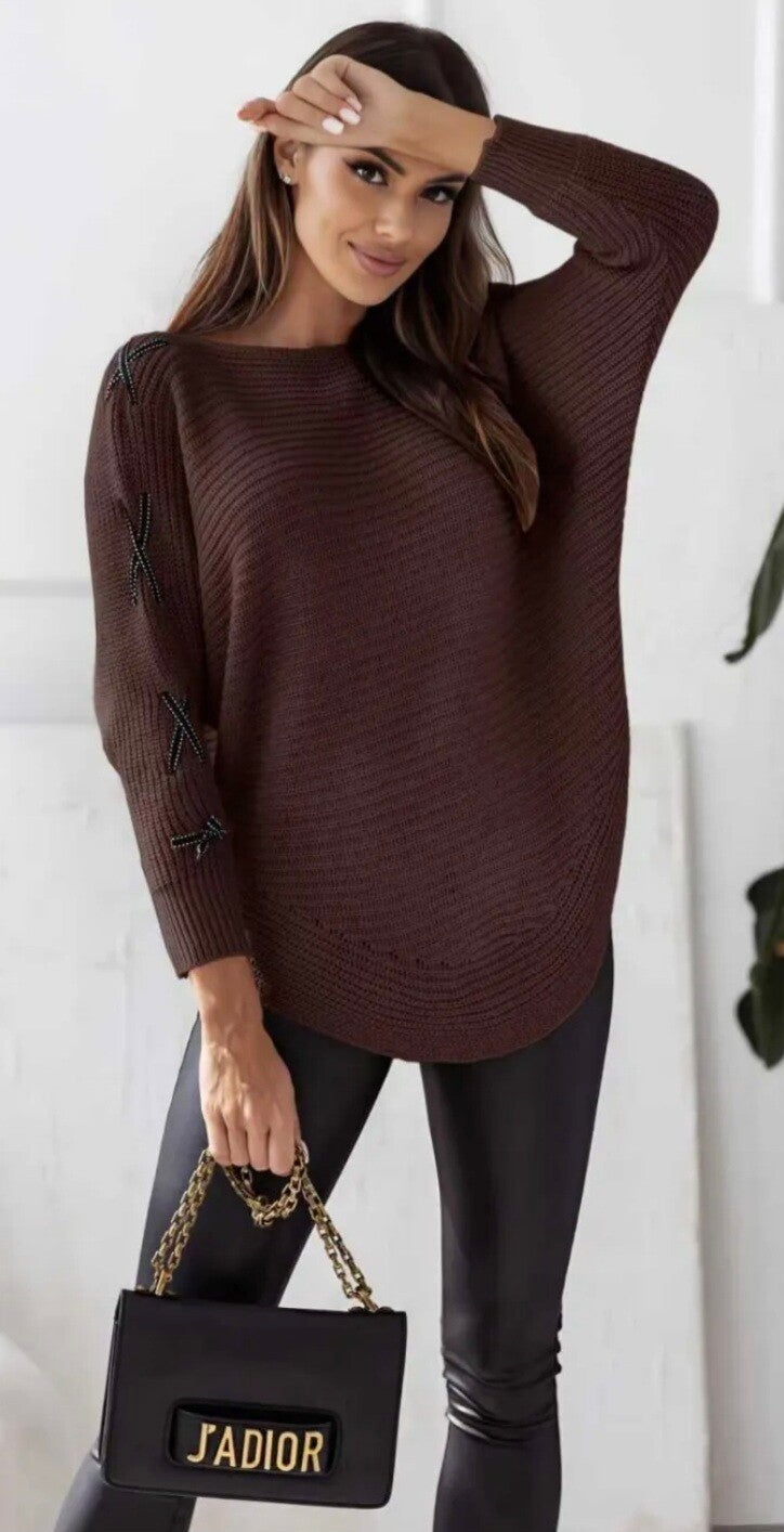 Trui strik bruin (34-40)