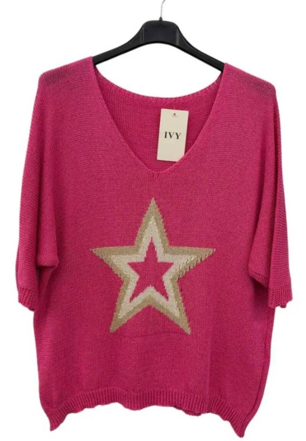 Top ster fuchsia (36-44)