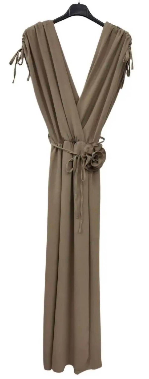 Jurk bloem taupe (34-42)
