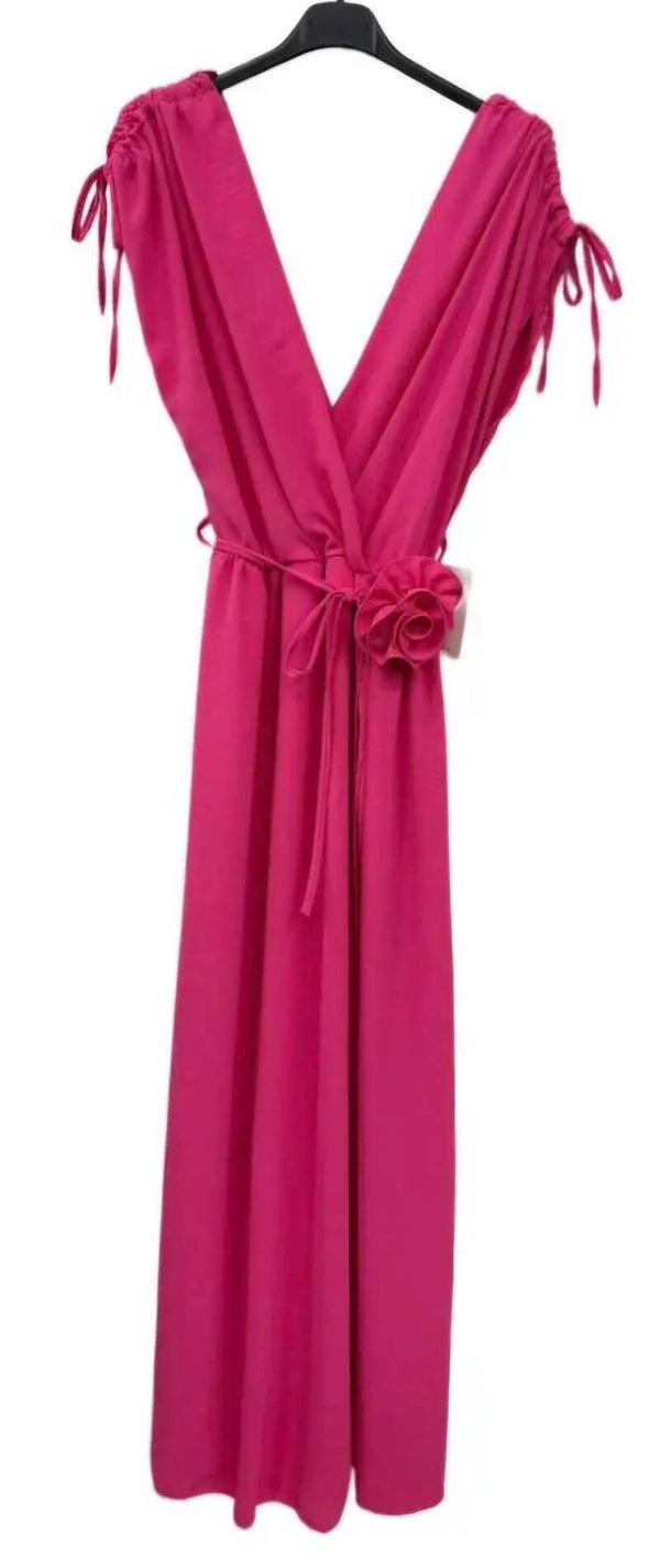 Jurk bloem fuchsia (34-42)