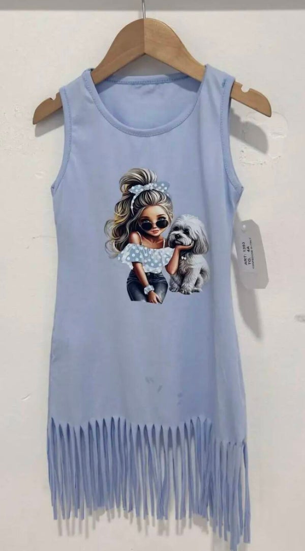 Jurkje meisje hond blauw