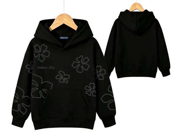 Hoodie flower zwart