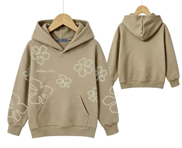 Hoodie flower beige