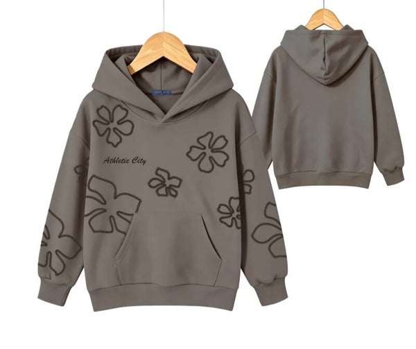 Hoodie flower taupe