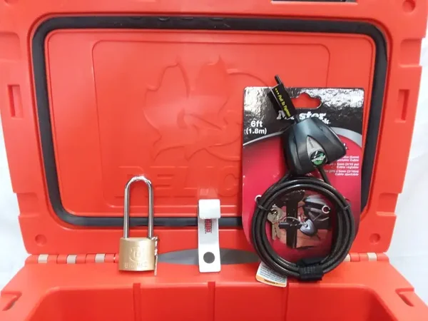Cooler Lock Fits Pelican Elite Bracket Aluminum Security 6ft Cable & Padlock