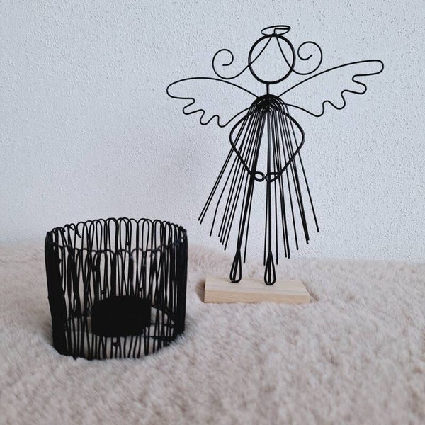 Metalen engel met theelichthouder