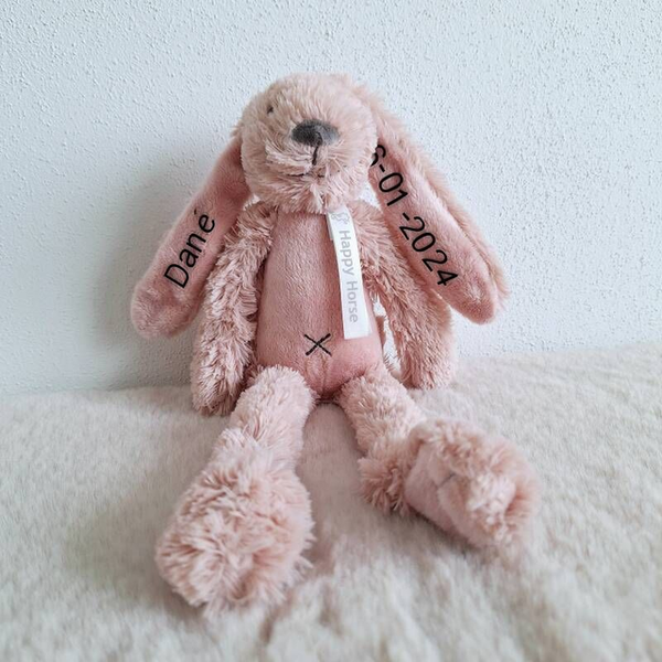 Geboorteknuffel  Happy horse - Oude roze