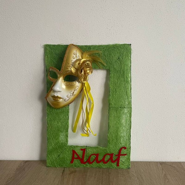 Sisal lijst met masker - Groen