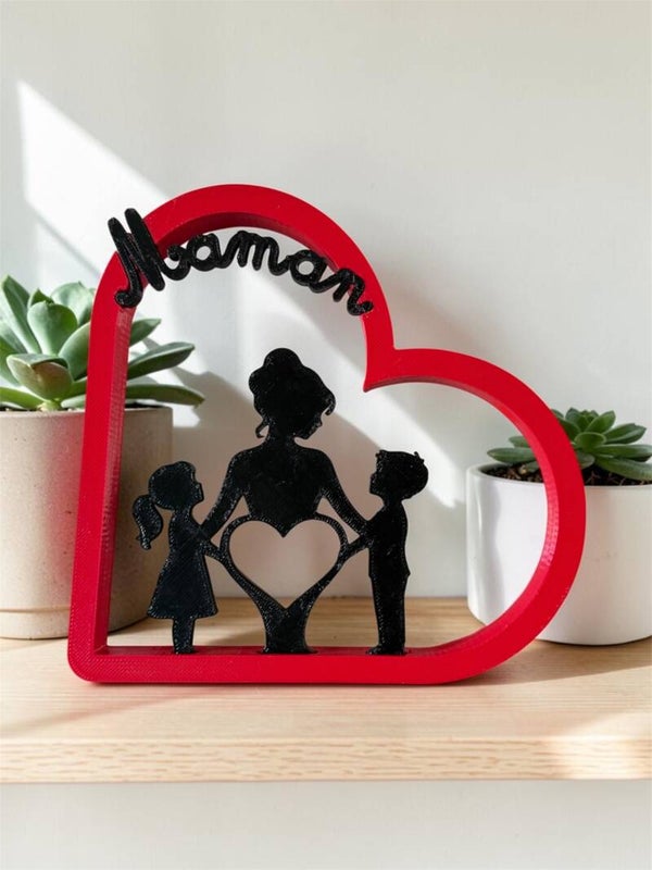 Coeur - Maman et ses enfants fille/garcon