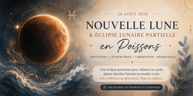 Schéma de la répartition des 12 signes astrologiques et Ascendants face à l'éclipse lunaire en Poissons du 28 août 2026.