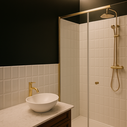 Luxueuse groene badkamer met douche