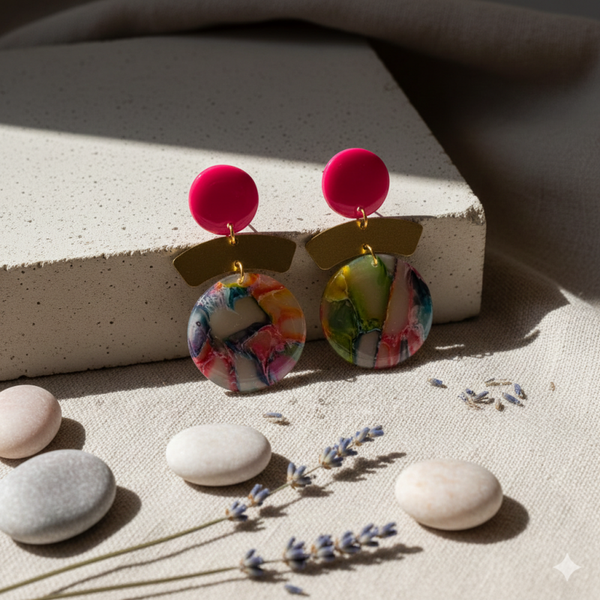 Statement oorbellen fuchia  - Candy Fusion
