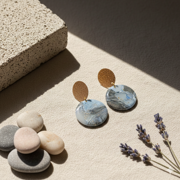 Statement oorbellen Blue Glacier