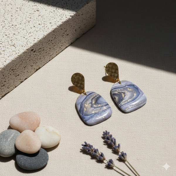 Statement oorbellen Blue Wave