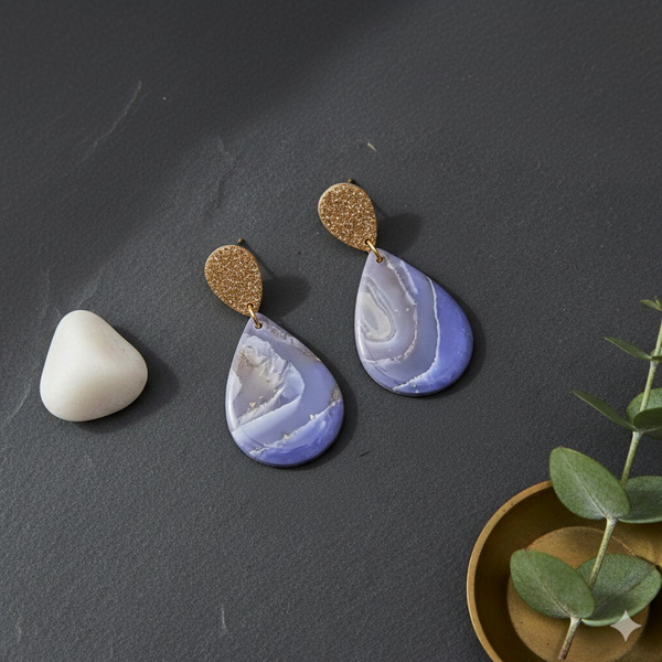 Statement oorbellen Blue Marble Drop