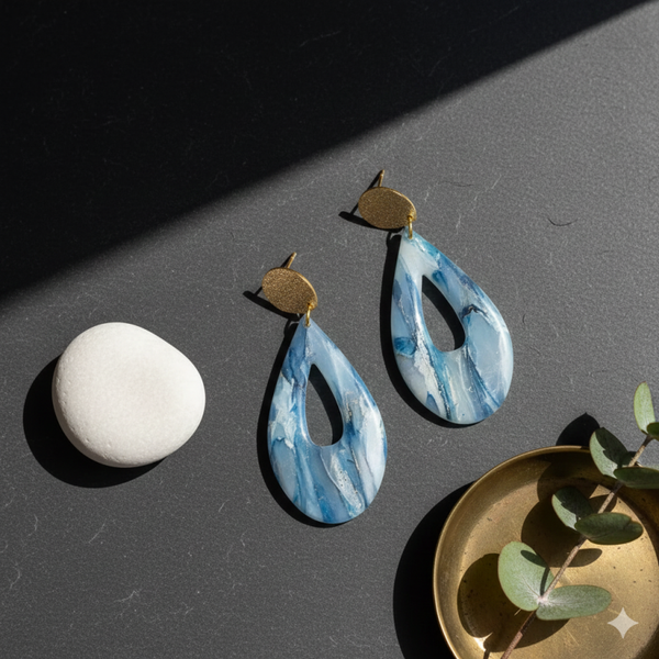 Statement oorbellen Arctic Blue Drop