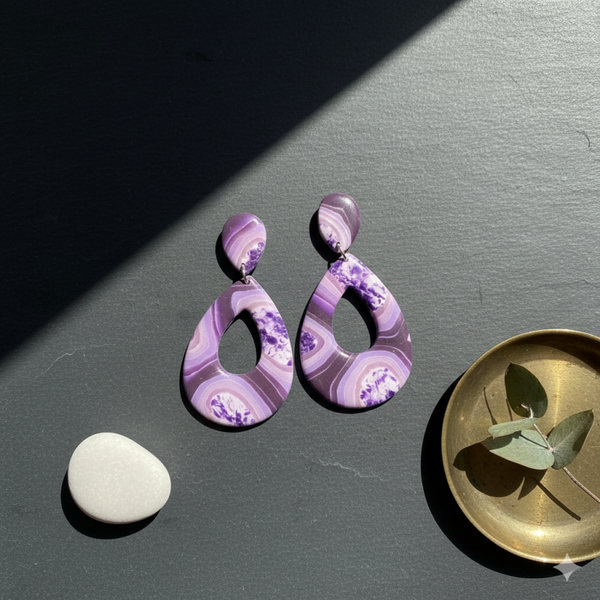 Statement oorbellen paars - Luna Purple
