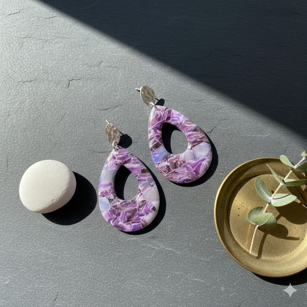 Statement oorbellen paars - Luna Purple