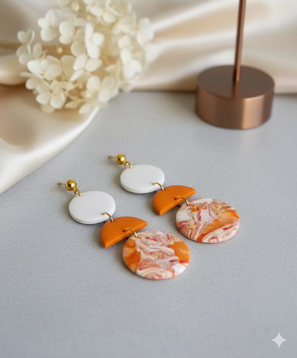 Statement oorbellen oranje - Sunset Orange