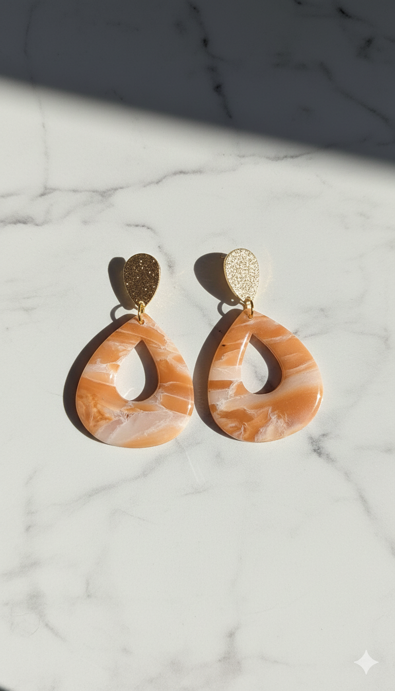 Oorbellen Peach Marble