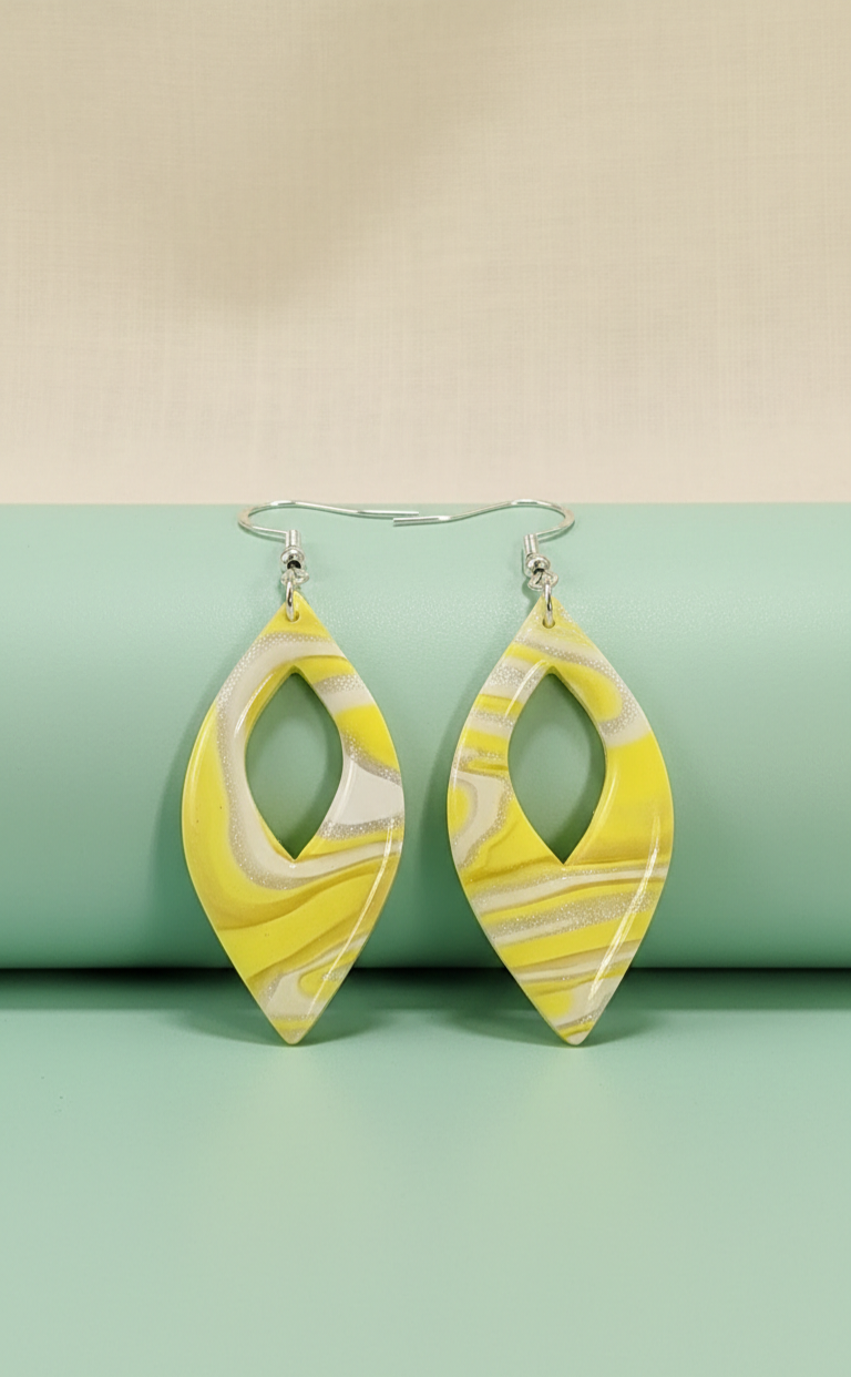 Oorbellen neon retro swirl